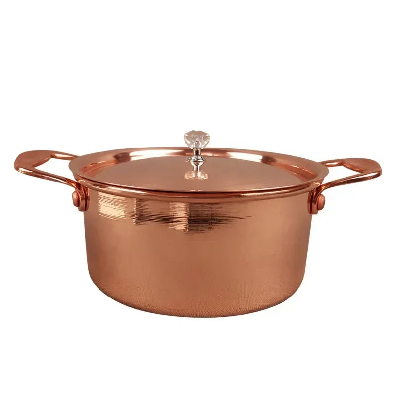 Pure Copper Small Hot Pot For One Person Cooking Induction Cooker Soup Pot with Lid 17cm Easy To Clean Single Serving Pot Best