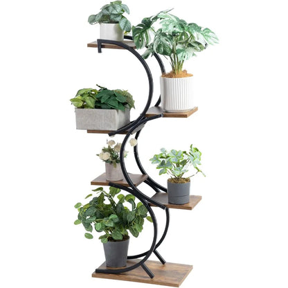 Plant Stands Oudoor 6-Tier Wrought Iron Plant Rack Green Indoor Plant Shelf Tiered Flower Stand Use Office Home Decor