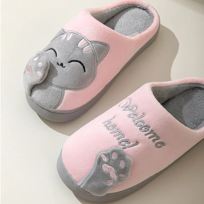 Comwarm Women Winter Cute Plush Cotton Slippers Indoor Warm Non-slip Milk Cow House Slippers Soft Fur Flufy Flat Bedroom Slides