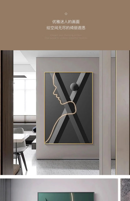 Decorative painting, LED light painting, modern luxury giant living room floor painting, abstract figure hanging painting