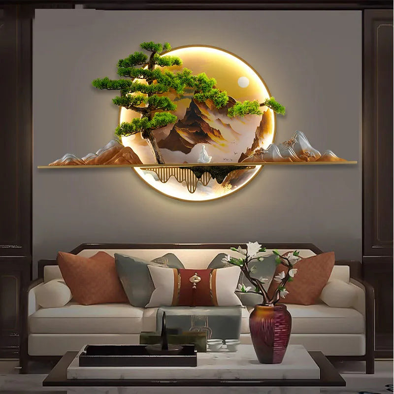 2024 Modern Wall Lamp LED Chinese Landscape Creative Wall Lamp Home Living Room Study Bedroom Decoration Outdoor Wall Decoration