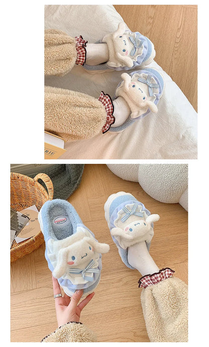 Sanrio Cotton Slippers Hello Kitty Cute Student Autumn Winter Bedroom Home Casual Soft Padded Plush Bedroom Aldult Shoes Girls