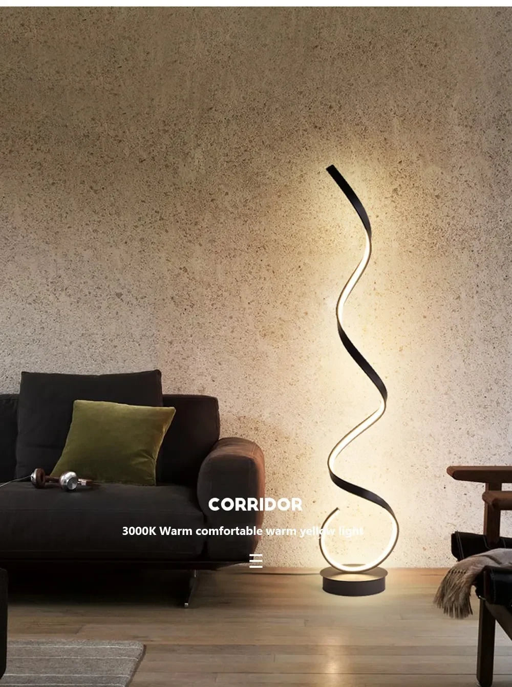 LED Floor Lamp Modern Remote Control Spiral Light For Living Room Bedroom Bedside Study Home Indoor Led Decorative Desk Lighting