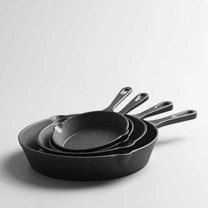 Uncoated Nonstick Frying Pan Signature Teardrop Handle Cast Iron Small Omelette Pan Multi-size Heat-Resistant Saute Pot Kitchen