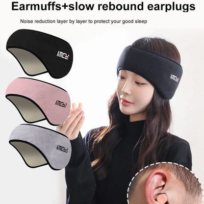 1 Set Soundproof Earmuffs For Sleeping Unisex Ear Warmer Winter Head Band Ski Ear Muff Earplugs Headband Hair Band Eyes Ban I7B2