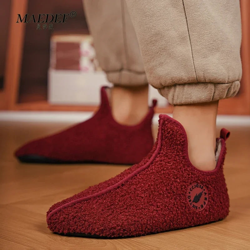 YRZL Men Winter Slippers High Quality Lightweight Disign Shoes Fashion Women Plush Slipper Warm Slip on Casual Shoe for Couples