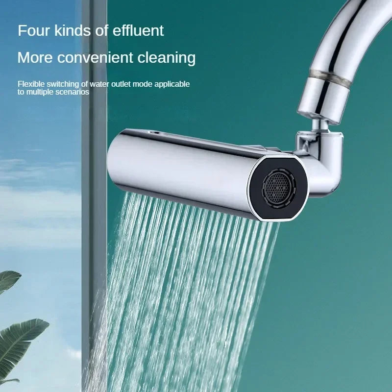 Real Waterfall Kitchen Faucet Extension Adapter 720° Swivel 4 Mode Multifunctional Waterfall Pressurized Bubbler Sprayer Tap Fit