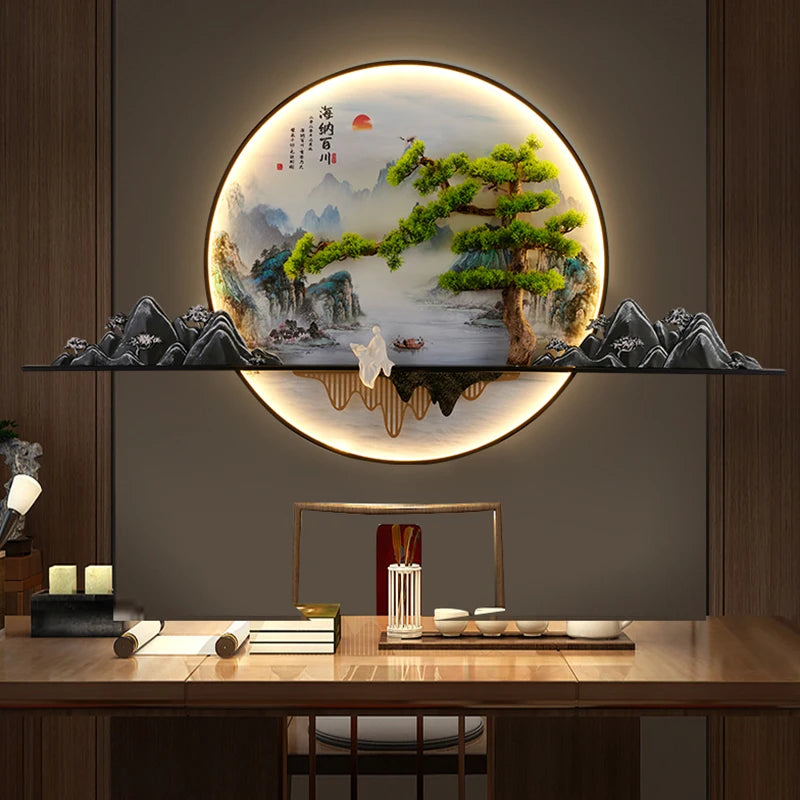 2024 Modern Wall Lamp LED Chinese Landscape Creative Wall Lamp Home Living Room Study Bedroom Decoration Outdoor Wall Decoration