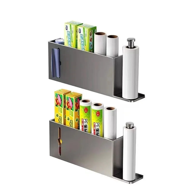 Paper Towel Holder Wall Mount for Kitchen Freshness Film Storage Rack  Door Cabinet Organiser For Kitchen Storage Punch-Free