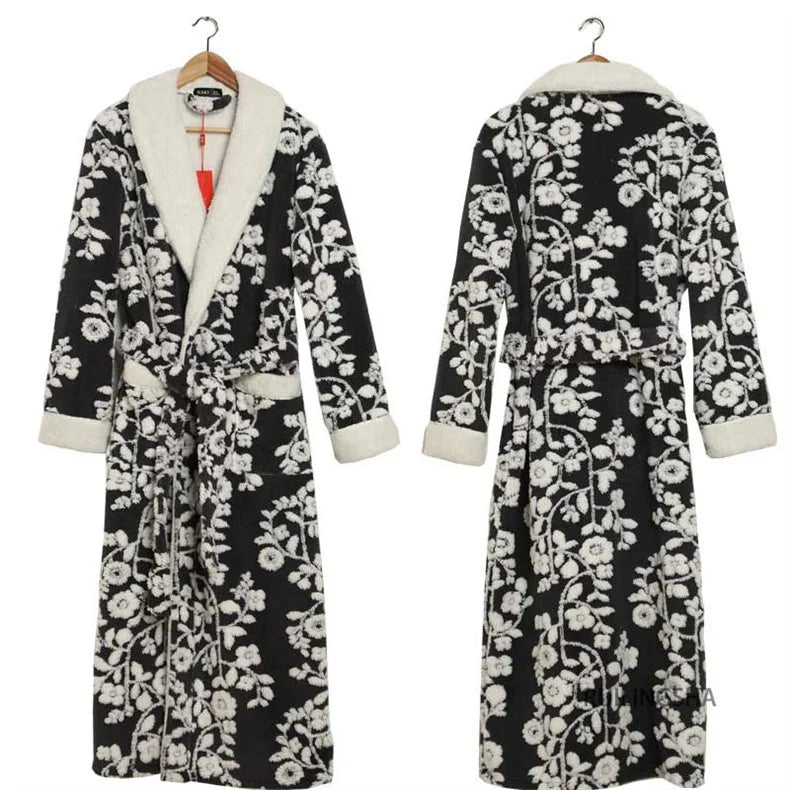 Lovers Robe Women Winter Flannel Bathrobe Thicken Warm Kimono Bath Gown Sleepwar Night Wear Plus Size 3XL Nightgown