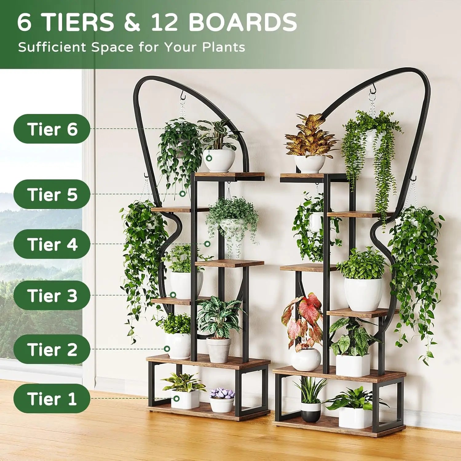 6 Tier Plant Stand Butterfly-Shaped