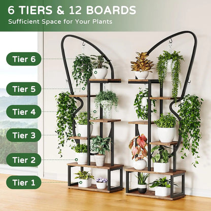 6 Tier Plant Stand Butterfly-Shaped