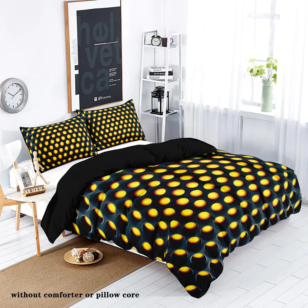 3pcs Geometric honeycomb Series Duvet Cover Set, Printed Bedding Set For Bedroom, (1*Duvet Cover + 2*Pillowcases, No Core)