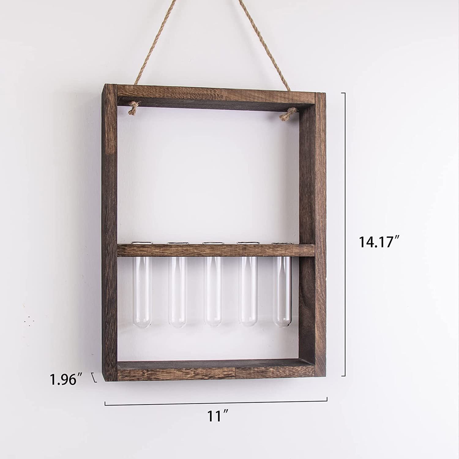 Test Tubes Glass Planter Wall Hanging Terrarium Container Flower Vase with Wooden Holder for Propagation Hydroponic Plant