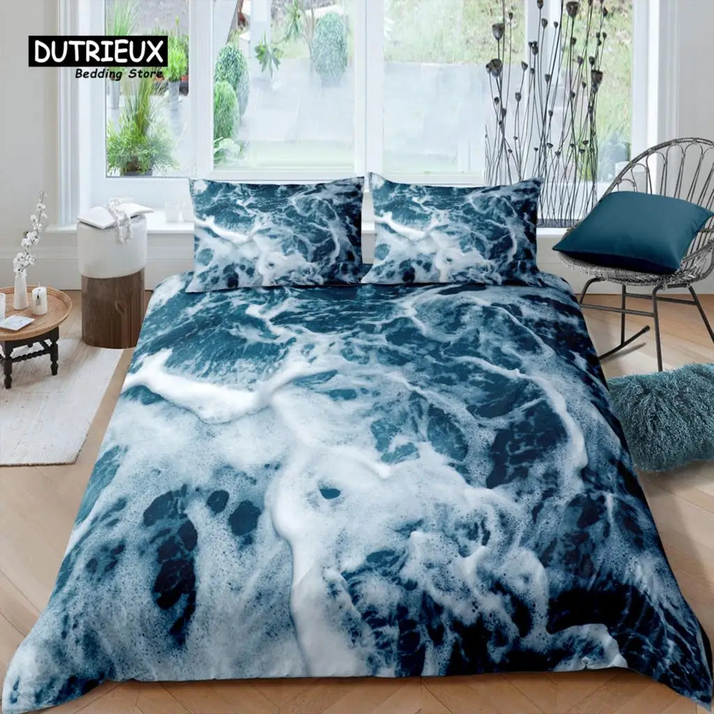 Home Living Luxury 3D Seawater Bedding Set The Sea Duvet Cover Pillowcase Queen and King EU/US/AU/UK Size Comforter Bedding