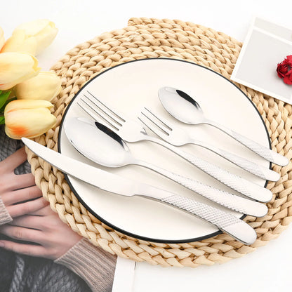 5pcs/set Cutlery Tableware Stainless steel Cutlery Set Luxury Dinnerware Gold Fork Spoon Steak Knife Western Flatware Set