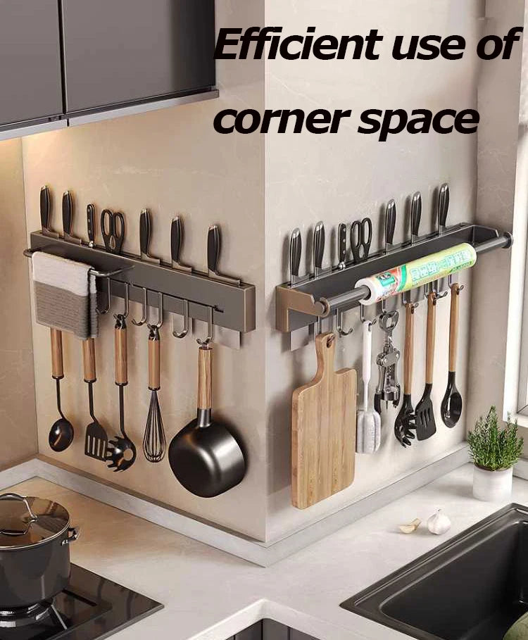 Stainless Steel Cleanup Hanging Spoon Holder Wall Kitchen Storage Supplies Knife Stand Hook Organizer Kitchen Novel Accessories