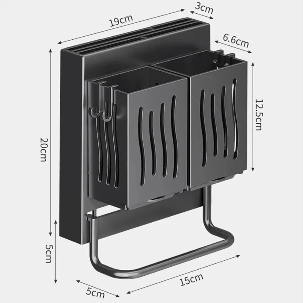 Multifunctional Kitchen Utensil Rack Wall-Mounted ABS Freestanding Cutlery Storage Box Punch Free Draining Chopstick Holder