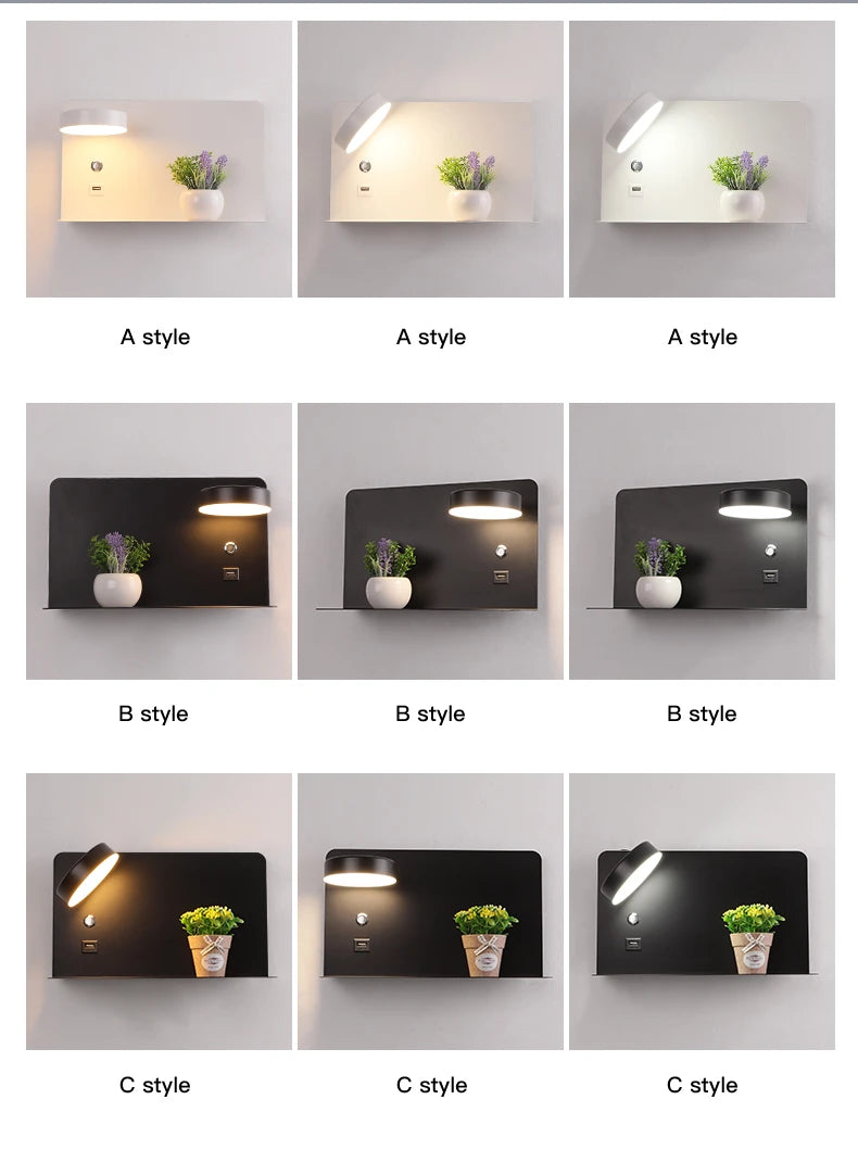 LED Wall Lights With Switch And USB Interface Fashion White Black Lamp Fixture Corridor Aisle Lighting Art Luminaire Wandlamp