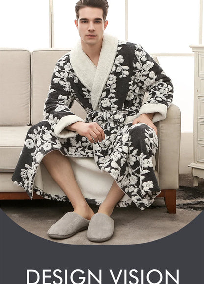 Lovers Robe Women Winter Flannel Bathrobe Thicken Warm Kimono Bath Gown Sleepwar Night Wear Plus Size 3XL Nightgown