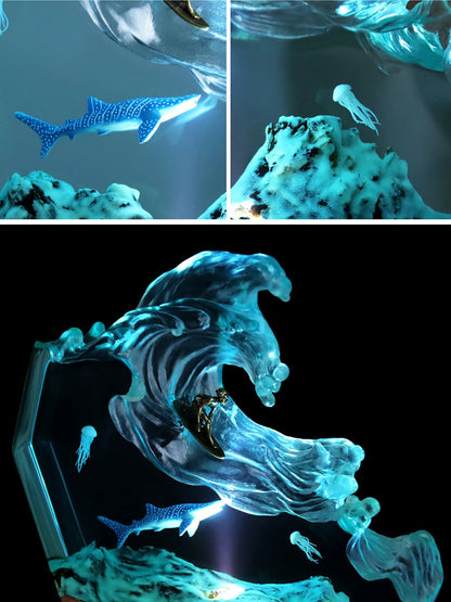 Sea Surfing Organism Resin Table Light Creactive Art Decoration Lamp Jellyfish Shark SurfingTheme Night Light  USB Charge