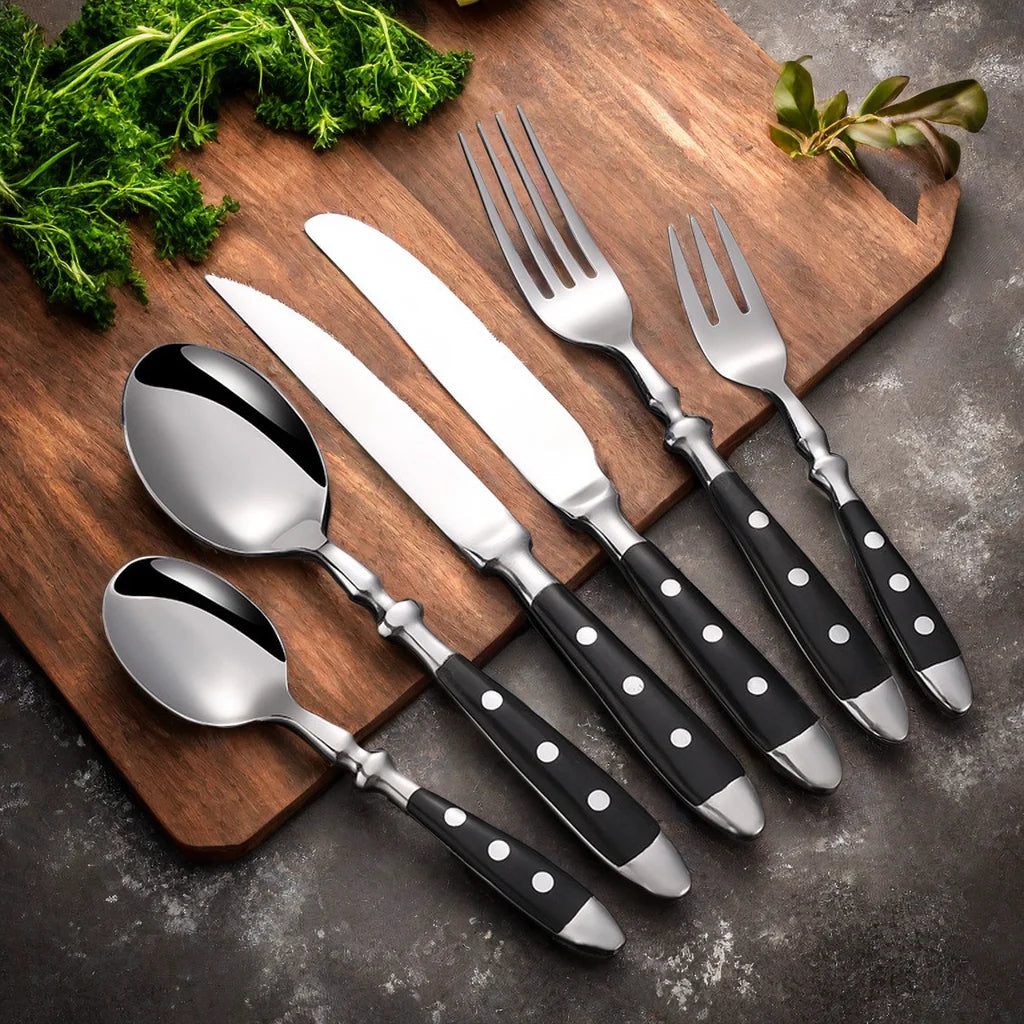 Classic Elegant Stainless Steel Cutlery Set Fork Spoon Knife Full  Dinning Fork Steak Knife Teaspoon Creative Dinnerware Set