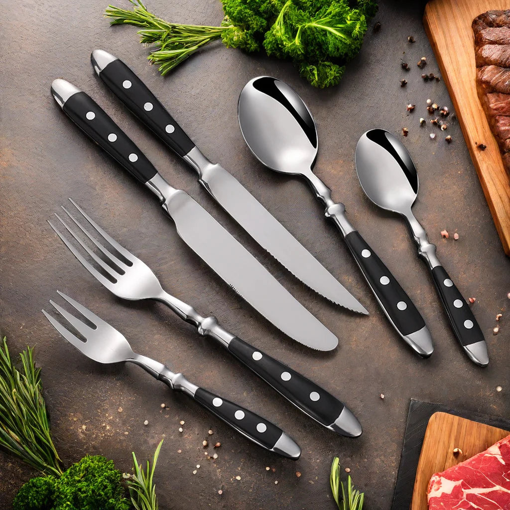 Classic Elegant Stainless Steel Cutlery Set Fork Spoon Knife Full  Dinning Fork Steak Knife Teaspoon Creative Dinnerware Set