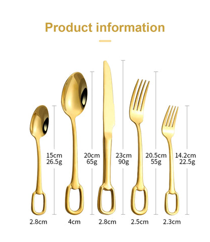 5Pcs Luxury Tableware Set tainless Steel Knife Fork Spoon Cutlery Set Elegant Dinnerware Set Hangable Design Customizable Logo