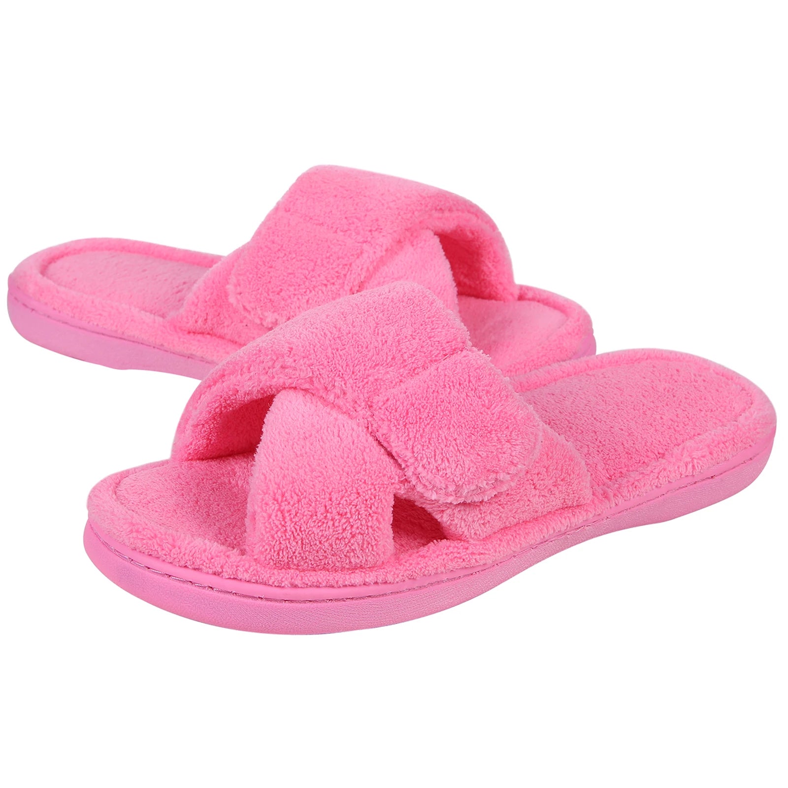 Litfun Four Seasons Slippers Women Open Toe Arch Support House Slides Adjustable Fuzzy Cozy Slippers Soft Sole Bedroom Sandals