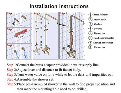 Luxury Shower System with Thermostatic Shower Mixer Faucets 12 Inch Rainfall ABS Shower Head Hot Cold Bathroom Shower Set