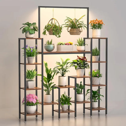 Tiered Plant Stand Indoor with Grow Lights, Tall Metal Stands , Fathers Day Dad Gifts Large Plant Shelves, Holder