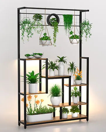 Stand Indoor with Grow Lights, 9 Tiered Metal Plant Shelf, 63&quot; Tall Plant Stand for Indoor Plants Multiple, Large Plant Rack Dis