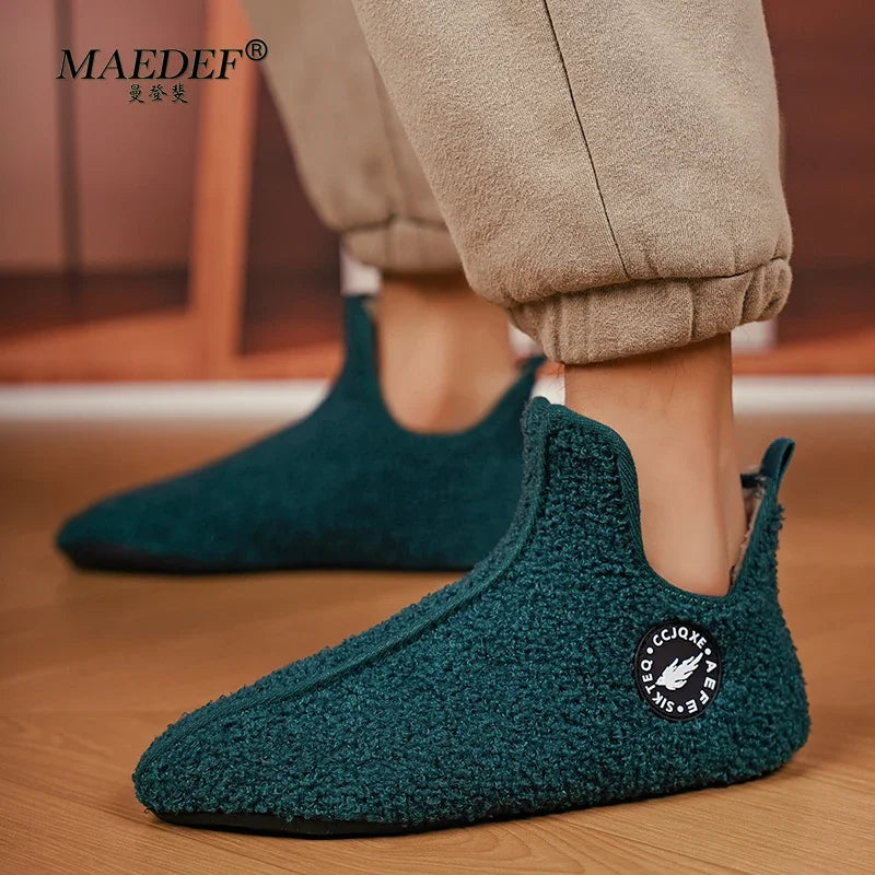 YRZL Men Winter Slippers High Quality Lightweight Disign Shoes Fashion Women Plush Slipper Warm Slip on Casual Shoe for Couples