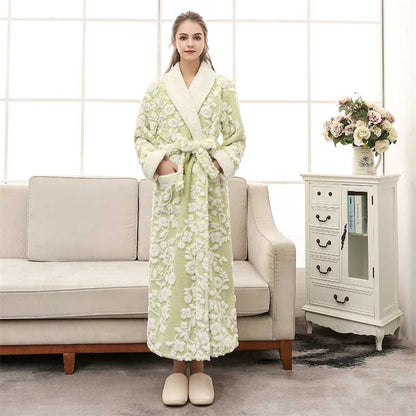 Lovers Robe Women Winter Flannel Bathrobe Thicken Warm Kimono Bath Gown Sleepwar Night Wear Plus Size 3XL Nightgown