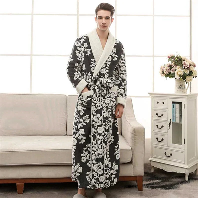 Lovers Robe Women Winter Flannel Bathrobe Thicken Warm Kimono Bath Gown Sleepwar Night Wear Plus Size 3XL Nightgown