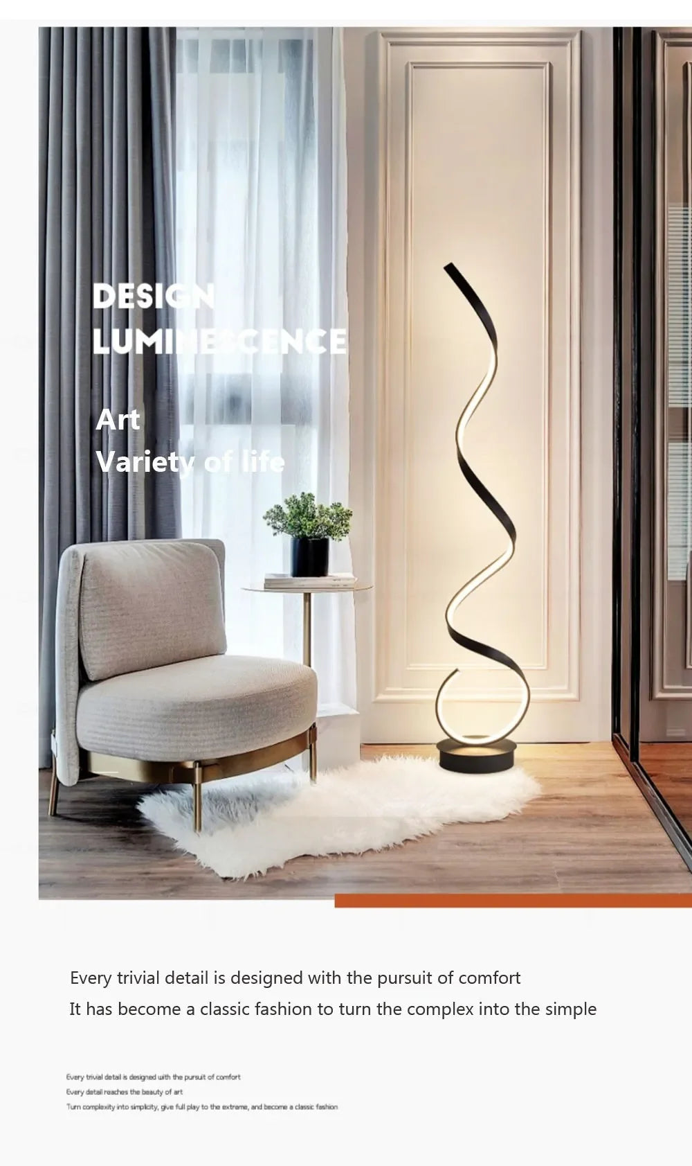 LED Floor Lamp Modern Remote Control Spiral Light For Living Room Bedroom Bedside Study Home Indoor Led Decorative Desk Lighting