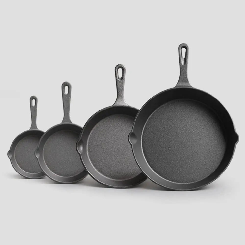 Uncoated Nonstick Frying Pan Signature Teardrop Handle Cast Iron Small Omelette Pan Multi-size Heat-Resistant Saute Pot Kitchen