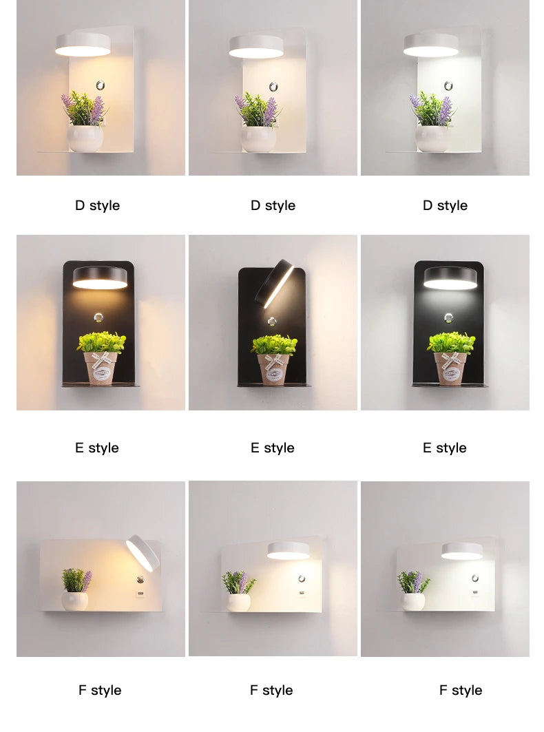 LED Wall Lights With Switch And USB Interface Fashion White Black Lamp Fixture Corridor Aisle Lighting Art Luminaire Wandlamp