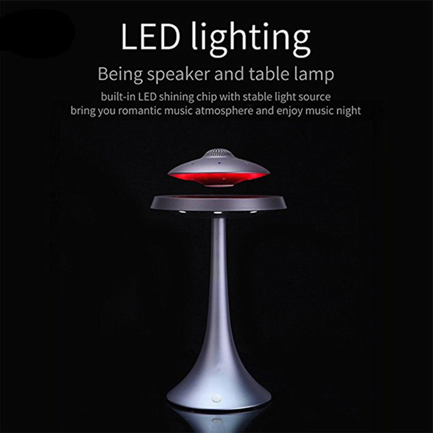 UFO Speaker Super Cool Levitating Speaker Magnetic Floating UFO Speaker Music Player with RGB Color Table Lamp