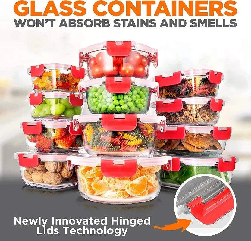 24-Piece Food Glass Storage Containers